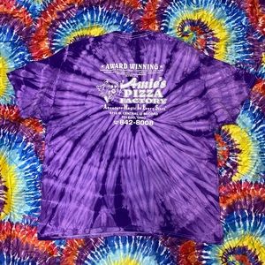 Vtg Amie’s Pizza Factory Toledo Ohio Purple TieDye Promo Tee